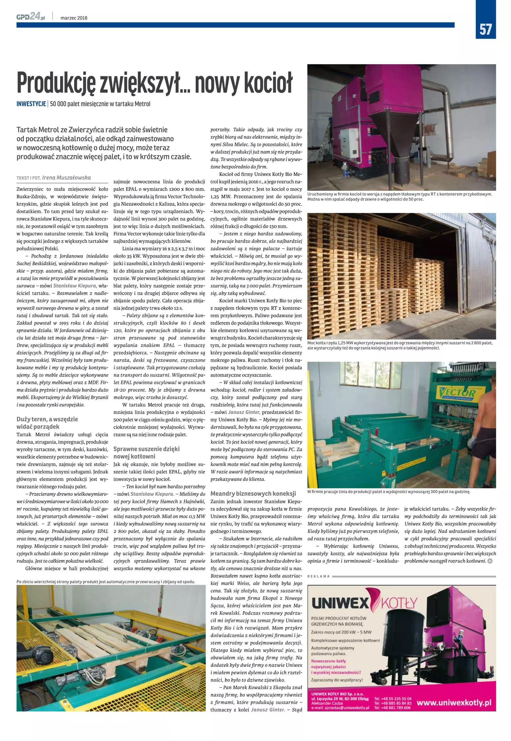 Produckcję zwiększył nowy kocioł